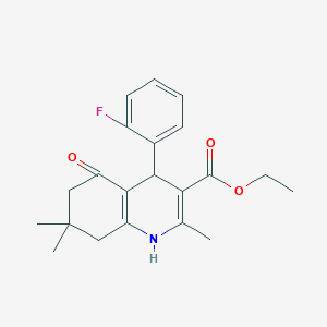 molecular formula C21H24FNO3 B15043756 Ethyl 4-(2-fluorophenyl)-2,7,7-trimethyl-5-oxo-1,4,5,6,7,8-hexahydroquinoline-3-carboxylate 