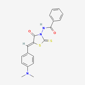 molecular formula C19H17N3O2S2 B15043767 N-{(5Z)-5-[4-(dimethylamino)benzylidene]-4-oxo-2-thioxo-1,3-thiazolidin-3-yl}benzamide 