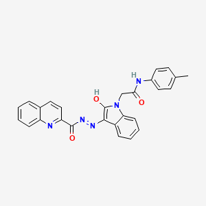 molecular formula C27H21N5O3 B15043793 N-[(Z)-[1-[2-(4-methylanilino)-2-oxo-ethyl]-2-oxo-indolin-3-ylidene]amino]quinoline-2-carboxamide 