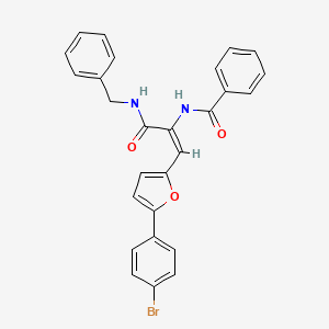 molecular formula C27H21BrN2O3 B15043844 N-{(1E)-3-(benzylamino)-1-[5-(4-bromophenyl)furan-2-yl]-3-oxoprop-1-en-2-yl}benzamide 