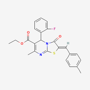 molecular formula C24H21FN2O3S B15043861 ethyl (2Z)-5-(2-fluorophenyl)-7-methyl-2-(4-methylbenzylidene)-3-oxo-2,3-dihydro-5H-[1,3]thiazolo[3,2-a]pyrimidine-6-carboxylate 