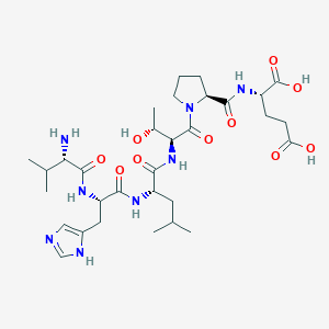 molecular formula C31H50N8O10 B150439 (2S)-2-[[(2S)-1-[(2S,3R)-2-[[(2S)-2-[[(2S)-2-[[(2S)-2-Amino-3-methylbutanoyl]amino]-3-(1H-imidazol-5-yl)propanoyl]amino]-4-methylpentanoyl]amino]-3-hydroxybutanoyl]pyrrolidine-2-carbonyl]amino]pentanedioic acid CAS No. 93913-39-4