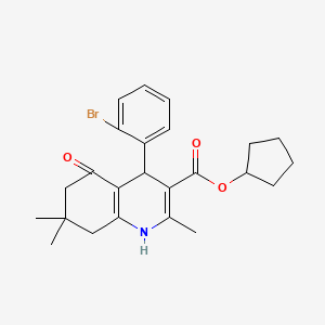 molecular formula C24H28BrNO3 B15044175 Cyclopentyl 4-(2-bromophenyl)-2,7,7-trimethyl-5-oxo-1,4,5,6,7,8-hexahydroquinoline-3-carboxylate 