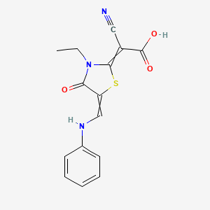 2-Cyano-2-(3-ethyl-4-oxo-5-((phenylamino)methylene)thiazolidin-2-ylidene)acetic acid