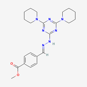 molecular formula C22H29N7O2 B15044642 methyl 4-{(E)-[(4,6-dipiperidin-1-yl-1,3,5-triazin-2-yl)hydrazono]methyl}benzoate 