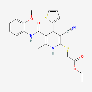 molecular formula C23H23N3O4S2 B15044725 Ethyl ({3-cyano-5-[(2-methoxyphenyl)carbamoyl]-6-methyl-4-(thiophen-2-yl)-1,4-dihydropyridin-2-yl}sulfanyl)acetate 
