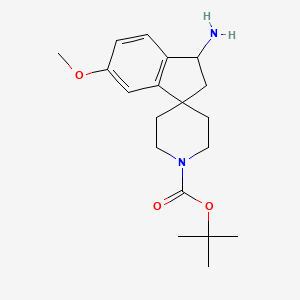 molecular formula C19H28N2O3 B1504476 Tert-butyl 3-amino-6-methoxy-2,3-dihydrospiro[indene-1,4'-piperidine]-1'-carboxylate CAS No. 910442-49-8