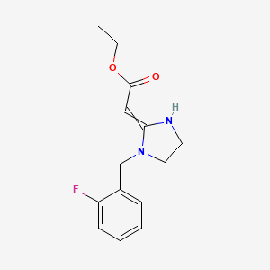 molecular formula C14H17FN2O2 B15046407 Ethyl 2-{1-[(2-fluorophenyl)methyl]imidazolidin-2-ylidene}acetate 