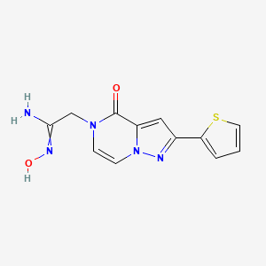 molecular formula C12H11N5O2S B15046418 N'-hydroxy-2-[4-oxo-2-(thiophen-2-yl)-4H,5H-pyrazolo[1,5-a]pyrazin-5-yl]ethanimidamide 