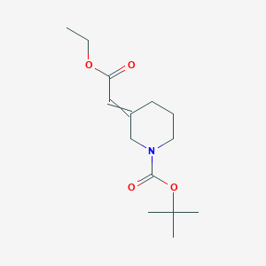 molecular formula C14H23NO4 B15046465 Ethyl 2-(1-Boc-3-piperidylidene)acetate 