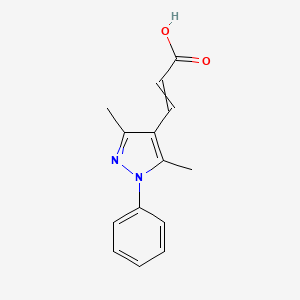 molecular formula C14H14N2O2 B15047148 3-(3,5-Dimethyl-1-phenylpyrazol-4-yl)prop-2-enoic acid 