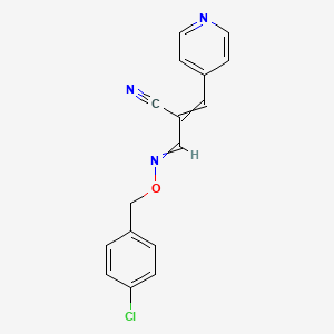 molecular formula C16H12ClN3O B15047309 2-({[(4-Chlorophenyl)methoxy]imino}methyl)-3-(pyridin-4-YL)prop-2-enenitrile 