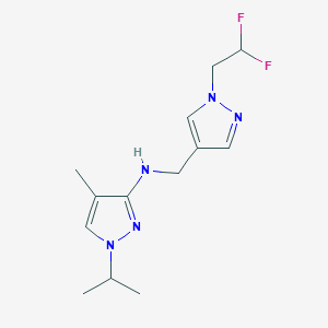 molecular formula C13H19F2N5 B15047560 N-{[1-(2,2-difluoroethyl)-1H-pyrazol-4-yl]methyl}-4-methyl-1-(propan-2-yl)-1H-pyrazol-3-amine 