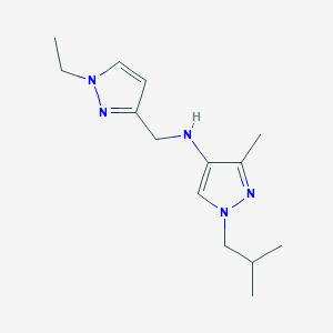 molecular formula C14H23N5 B15047562 N-[(1-ethyl-1H-pyrazol-3-yl)methyl]-3-methyl-1-(2-methylpropyl)-1H-pyrazol-4-amine 