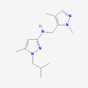 molecular formula C14H23N5 B15047724 N-[(1,4-dimethyl-1H-pyrazol-5-yl)methyl]-5-methyl-1-(2-methylpropyl)-1H-pyrazol-3-amine 