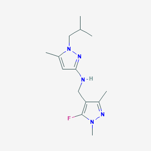 molecular formula C14H22FN5 B15047728 N-[(5-fluoro-1,3-dimethyl-1H-pyrazol-4-yl)methyl]-5-methyl-1-(2-methylpropyl)-1H-pyrazol-3-amine CAS No. 1856098-07-1