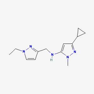 molecular formula C13H19N5 B15047777 3-cyclopropyl-N-[(1-ethyl-1H-pyrazol-3-yl)methyl]-1-methyl-1H-pyrazol-5-amine 