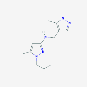 molecular formula C14H23N5 B15047836 N-[(1,5-dimethyl-1H-pyrazol-4-yl)methyl]-5-methyl-1-(2-methylpropyl)-1H-pyrazol-3-amine 