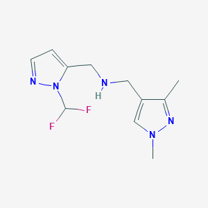 molecular formula C11H15F2N5 B15047899 {[1-(difluoromethyl)-1H-pyrazol-5-yl]methyl}[(1,3-dimethyl-1H-pyrazol-4-yl)methyl]amine CAS No. 1855950-96-7