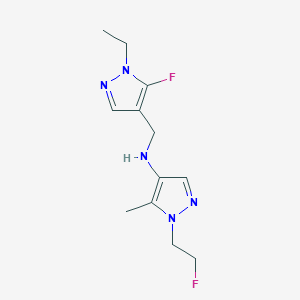 molecular formula C12H17F2N5 B15047923 N-[(1-ethyl-5-fluoro-1H-pyrazol-4-yl)methyl]-1-(2-fluoroethyl)-5-methyl-1H-pyrazol-4-amine 