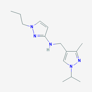 molecular formula C14H23N5 B15047938 N-{[3-methyl-1-(propan-2-yl)-1H-pyrazol-4-yl]methyl}-1-propyl-1H-pyrazol-3-amine 