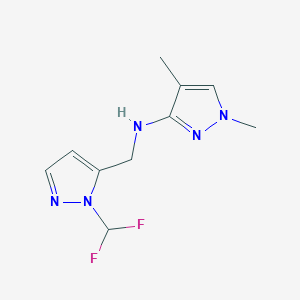 molecular formula C10H13F2N5 B15047983 N-{[1-(difluoromethyl)-1H-pyrazol-5-yl]methyl}-1,4-dimethyl-1H-pyrazol-3-amine 