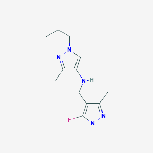 molecular formula C14H22FN5 B15048029 N-[(5-fluoro-1,3-dimethyl-1H-pyrazol-4-yl)methyl]-3-methyl-1-(2-methylpropyl)-1H-pyrazol-4-amine 