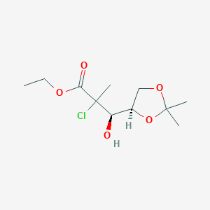 molecular formula C11H19ClO5 B15048109 Ethyl (3R)-2-chloro-3-[(4R)-2,2-dimethyl-1,3-dioxolan-4-yl]-3-hydroxy-2-methylpropanoate 