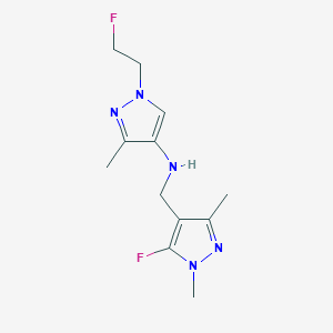 molecular formula C12H17F2N5 B15048151 N-[(5-fluoro-1,3-dimethyl-1H-pyrazol-4-yl)methyl]-1-(2-fluoroethyl)-3-methyl-1H-pyrazol-4-amine 