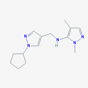 molecular formula C14H21N5 B15048171 N-[(1-cyclopentyl-1H-pyrazol-4-yl)methyl]-1,4-dimethyl-1H-pyrazol-5-amine 