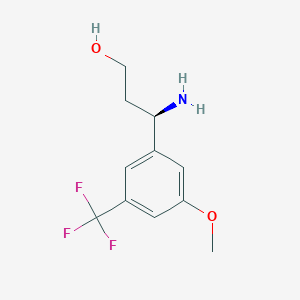 molecular formula C11H14F3NO2 B15048222 (3R)-3-amino-3-[3-methoxy-5-(trifluoromethyl)phenyl]propan-1-ol 