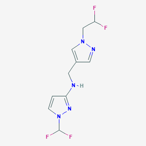 molecular formula C10H11F4N5 B15048321 N-{[1-(2,2-difluoroethyl)-1H-pyrazol-4-yl]methyl}-1-(difluoromethyl)-1H-pyrazol-3-amine 