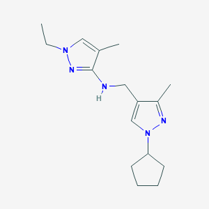 molecular formula C16H25N5 B15048417 N-[(1-cyclopentyl-3-methyl-1H-pyrazol-4-yl)methyl]-1-ethyl-4-methyl-1H-pyrazol-3-amine 