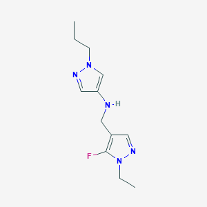 molecular formula C12H18FN5 B15048430 N-[(1-ethyl-5-fluoro-1H-pyrazol-4-yl)methyl]-1-propyl-1H-pyrazol-4-amine 