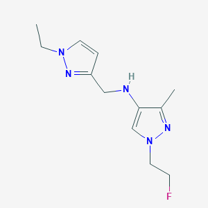 molecular formula C12H18FN5 B15048436 N-[(1-ethyl-1H-pyrazol-3-yl)methyl]-1-(2-fluoroethyl)-3-methyl-1H-pyrazol-4-amine 