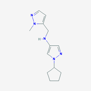 molecular formula C13H19N5 B15048514 1-cyclopentyl-N-[(1-methyl-1H-pyrazol-5-yl)methyl]-1H-pyrazol-4-amine 