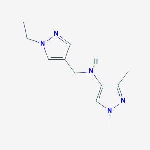 molecular formula C11H17N5 B15048522 N-[(1-Ethyl-1H-pyrazol-4-YL)methyl]-1,3-dimethyl-1H-pyrazol-4-amine 