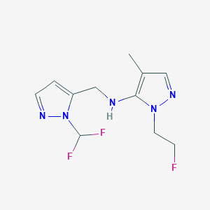 molecular formula C11H14F3N5 B15048686 N-{[1-(difluoromethyl)-1H-pyrazol-5-yl]methyl}-1-(2-fluoroethyl)-4-methyl-1H-pyrazol-5-amine 