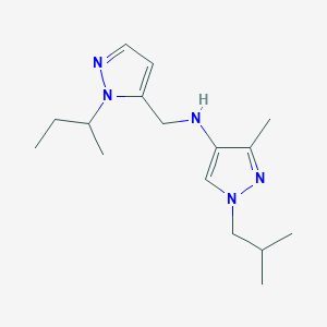 molecular formula C16H27N5 B15048863 N-{[1-(butan-2-yl)-1H-pyrazol-5-yl]methyl}-3-methyl-1-(2-methylpropyl)-1H-pyrazol-4-amine 