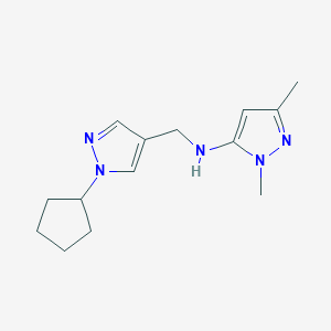 molecular formula C14H21N5 B15048888 N-[(1-cyclopentyl-1H-pyrazol-4-yl)methyl]-1,3-dimethyl-1H-pyrazol-5-amine 