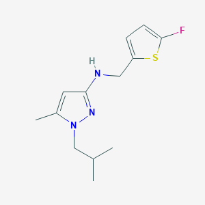 molecular formula C13H18FN3S B15049062 N-[(5-fluorothiophen-2-yl)methyl]-5-methyl-1-(2-methylpropyl)-1H-pyrazol-3-amine 