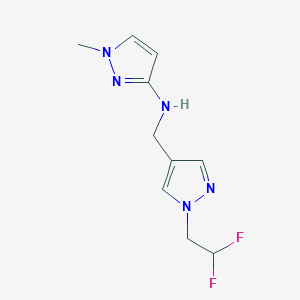 molecular formula C10H13F2N5 B15049256 N-{[1-(2,2-difluoroethyl)-1H-pyrazol-4-yl]methyl}-1-methyl-1H-pyrazol-3-amine 
