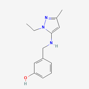 molecular formula C13H17N3O B15049339 3-{[(1-ethyl-3-methyl-1H-pyrazol-5-yl)amino]methyl}phenol 