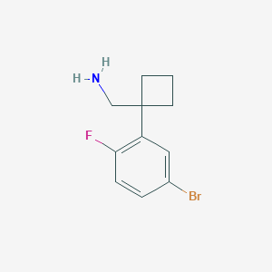 molecular formula C11H13BrFN B15049601 1-(5-Bromo-2-fluorophenyl)cyclobutanemethanamine 