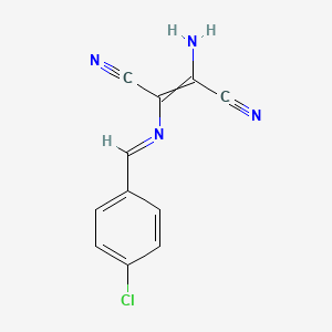 molecular formula C11H7ClN4 B15049622 2-Amino-3-{[(4-chlorophenyl)methylidene]amino}but-2-enedinitrile 