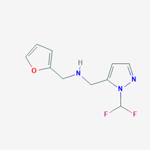 molecular formula C10H11F2N3O B15049795 {[1-(difluoromethyl)-1H-pyrazol-5-yl]methyl}[(furan-2-yl)methyl]amine 