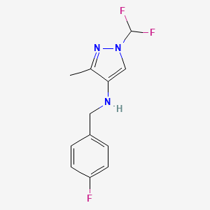 molecular formula C12H12F3N3 B15049847 1-(difluoromethyl)-N-(4-fluorobenzyl)-3-methyl-1H-pyrazol-4-amine 