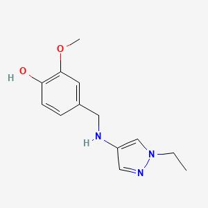 molecular formula C13H17N3O2 B15049949 4-(((1-Ethyl-1H-pyrazol-4-yl)amino)methyl)-2-methoxyphenol 