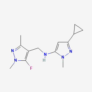 molecular formula C13H18FN5 B15050084 3-cyclopropyl-N-[(5-fluoro-1,3-dimethyl-1H-pyrazol-4-yl)methyl]-1-methyl-1H-pyrazol-5-amine 