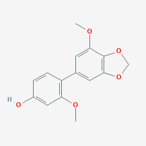 molecular formula C15H14O5 B150502 3-Methoxy-4-(7-methoxy-1,3-benzodioxol-5-yl)phenol CAS No. 136051-65-5